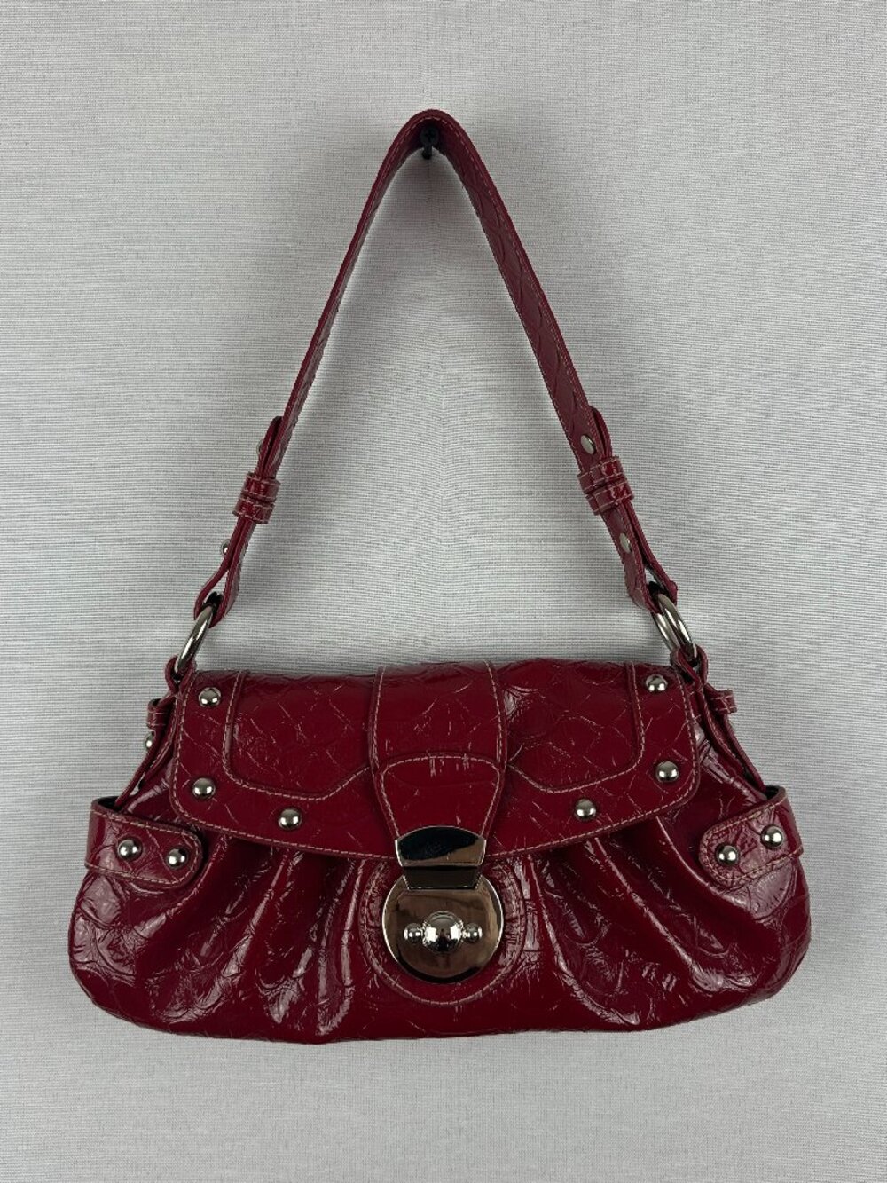 BISOU BISOU by MICHELE BOHBOT FABRIC TOTE BAG, CROCODILE PATTERN FAUX LEATHER